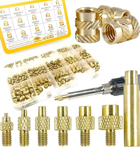 Heat Set Insert tip Tool Vertical Heat Pressing Machine Heat Brass Inserts 3D Printing and 360pcs Thread Knurled Nut M2 M2.5 M3 M4 M5 M6 (Heat Set Insert Tool) in Saudi Arabia