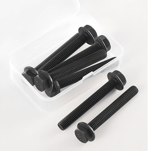 M10 x 25mm Flanged Hex Head Bolts Flange Hexagon Screws, M10x1.5 Bolt, 10.9 Grade Alloy Steel, Hexagon Head Bolts, Black Oxide Finish, Full Thread, Quantity 10 in Saudi Arabia