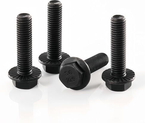 M10 x 25mm Flanged Hex Head Bolts Flange Hexagon Screws, M10x1.5 Bolt, 10.9 Grade Alloy Steel, Hexagon Head Bolts, Black Oxide Finish, Full Thread, Quantity 10 in Saudi Arabia