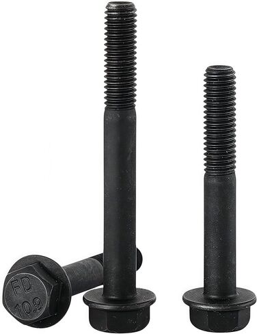 M10 x 25mm Flanged Hex Head Bolts Flange Hexagon Screws, M10x1.5 Bolt, 10.9 Grade Alloy Steel, Hexagon Head Bolts, Black Oxide Finish, Full Thread, Quantity 10 in Saudi Arabia