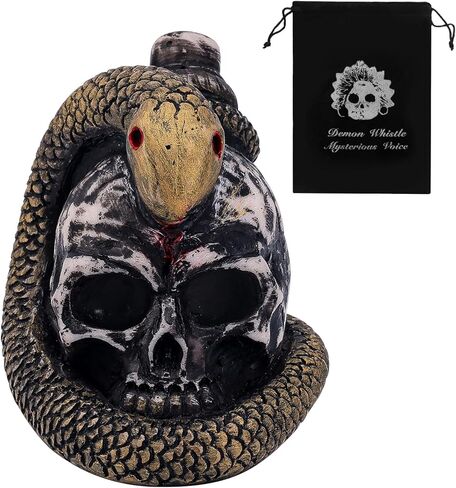 Aztec Death Whistle, 125 Decibels + Loudest Mexican Death Whistle with Drawstring Pouch Snake Winding Design Authentic Human Sounding Screams Skull for Collectible Halloween Gag Gift in Saudi Arabia