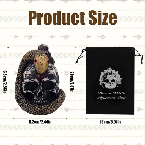 Aztec Death Whistle, 125 Decibels + Loudest Mexican Death Whistle with Drawstring Pouch Snake Winding Design Authentic Human Sounding Screams Skull for Collectible Halloween Gag Gift in Saudi Arabia