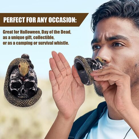 Aztec Death Whistle, 125 Decibels + Loudest Mexican Death Whistle with Drawstring Pouch Snake Winding Design Authentic Human Sounding Screams Skull for Collectible Halloween Gag Gift in Saudi Arabia