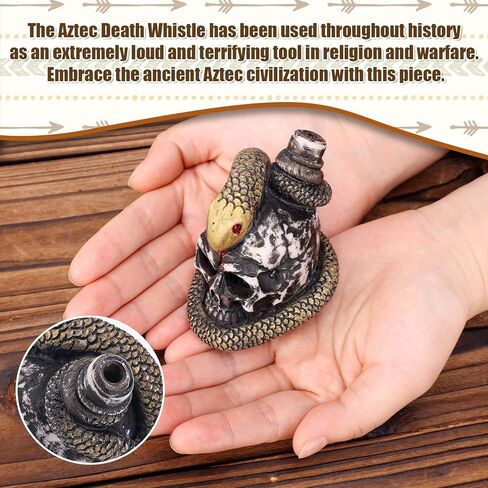 Aztec Death Whistle, 125 Decibels + Loudest Mexican Death Whistle with Drawstring Pouch Snake Winding Design Authentic Human Sounding Screams Skull for Collectible Halloween Gag Gift in Saudi Arabia