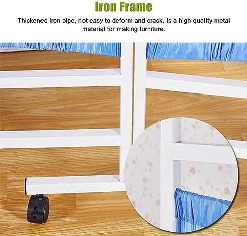 3 Panel Rolling Medical Privacy Screen on Wheels - 6ft Tall Foldable Room Divider, Space-Saving Temporary Wall for Clinics, Wards & Exam Rooms (Blue, 150cm Wide) in Kuwait