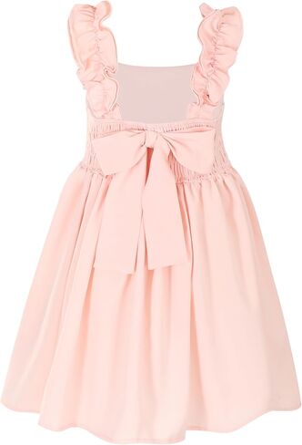 Flofallziqe Girls Dress Dress Summer Ruffle Counter County Bow Back Back Boho Sundress لمدة 4-12 سنة in Kuwait