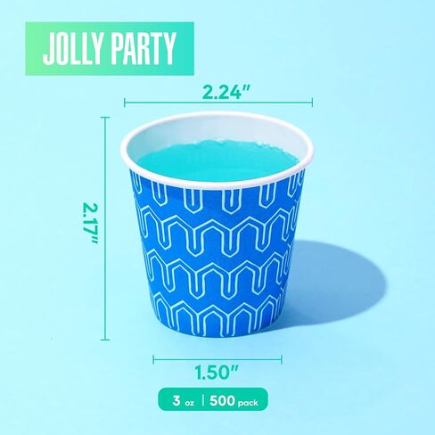 [500Pack ] 3 oz Paper Cups, Small Mouthwash Cups, Disposable Bathroom Cups, Paper Cups for Party, Picnic, BBQ, Travel, and Event, Assorted Blue Pattern in Kuwait