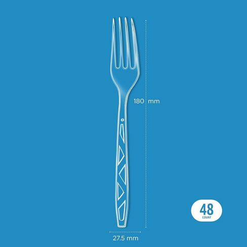 Amazon Basics Disposable Clear Plastic Forks, Premium Quality, 48 Count in Saudi Arabia