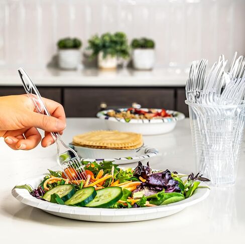 Amazon Basics Disposable Clear Plastic Forks, Premium Quality, 48 Count in Saudi Arabia