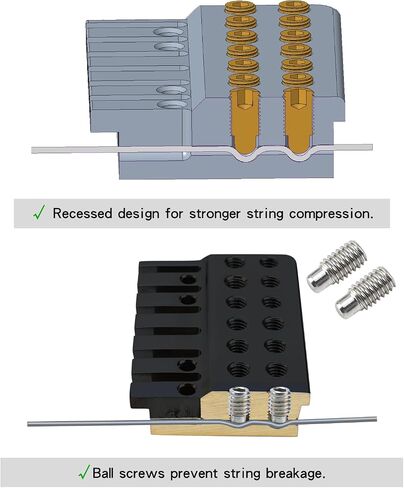 7 String Locking Nut Brass Guitar Bridge String Locks for Headless Electric Guitar Replacement Parts （Matte Black) in Kuwait