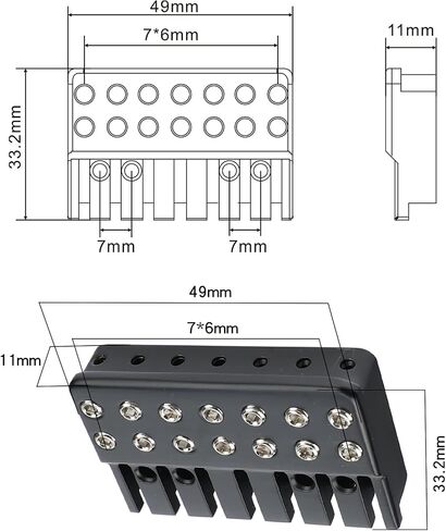 7 String Locking Nut Brass Guitar Bridge String Locks for Headless Electric Guitar Replacement Parts （Matte Black) in Kuwait