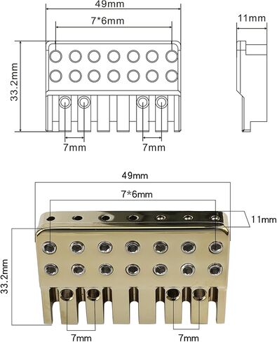 7 String Locking Nut Brass Guitar Bridge String Locks for Headless Electric Guitar Replacement Parts （Matte Black) in Kuwait