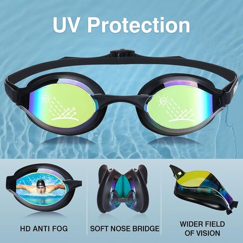 Swimming Goggles No Leaking Anti-Fog UV Protection Adjustable Professional Swim Goggles for Adult Men Women in Kuwait