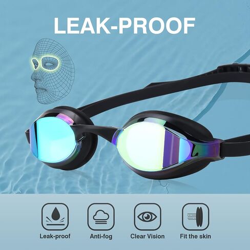 Swimming Goggles No Leaking Anti-Fog UV Protection Adjustable Professional Swim Goggles for Adult Men Women in Kuwait