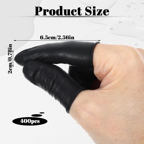 400 PCS Latex Finger Cots, Finger Gloves Disposable Fingers Covers, Rubber Fingers Protectors Keeping Dressing Dry and Clean for Electronic Repair, Handmade, Industrial Apply, Black in Saudi Arabia