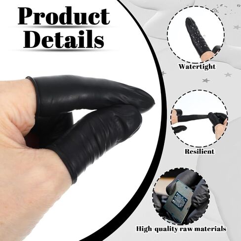400 PCS Latex Finger Cots, Finger Gloves Disposable Fingers Covers, Rubber Fingers Protectors Keeping Dressing Dry and Clean for Electronic Repair, Handmade, Industrial Apply, Black in Saudi Arabia