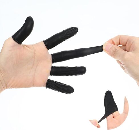 400 PCS Latex Finger Cots, Finger Gloves Disposable Fingers Covers, Rubber Fingers Protectors Keeping Dressing Dry and Clean for Electronic Repair, Handmade, Industrial Apply, Black in Saudi Arabia