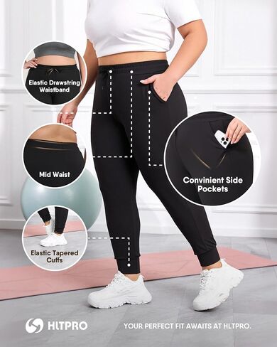 Hltpro Plus Size Sweatpants Women - الركض للنساء مع جيوب اليوغا تجريب الصالة الرياضية in Kuwait