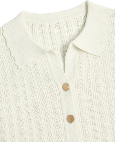 ZAFUL Women's Long Sleeve Cropped Cardigan Sweaters Lightweight 2025 Collared Open Front Button up Crochet Knit Outwear in Saudi Arabia