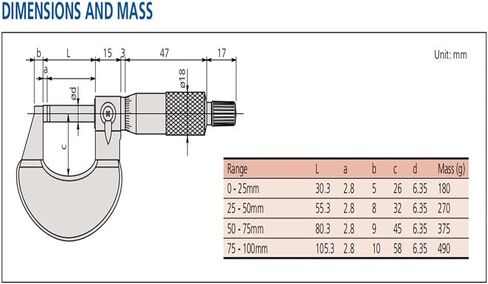 Outside Micrometers,102-301 0-25mm,102-302 25-50mm,Graduation 0.01mm(102-301) in Kuwait