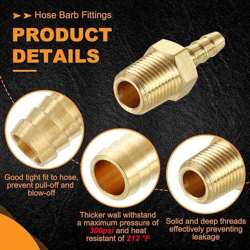 Harfington 5pcs 1/8 "إلى 1/8" NPT ذكور النحاس النحاس Barb Fitting Mender Mender للطباعة ثلاثية الأبعاد ، ضاغط الهواء ، آلة CNC ، in Saudi Arabia