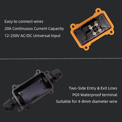 IP66 مضمّن بالماء مفتاح الحبل DPST 12V-24V/110V-250V | AC/DC Rocker Switch | في Off Off Outdoor Toggle Switch مع LED Red LED والدخول من جوانب in Kuwait