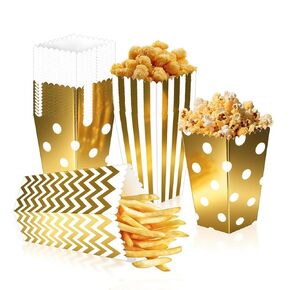 Popcorn Boxes 36 PCS Gold Popcorn Cardboard Small Snack Candy Containers for Kid Wedding Christmas Birthday Movie Night Party Supplies in Saudi Arabia