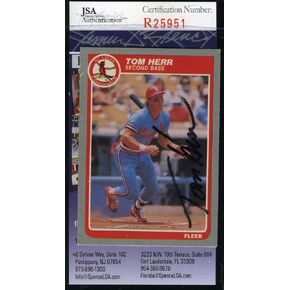 Tom Herr 1985 Fleer JSA Coa Hand وقعت الكرادلة الموقعة الأصلية - بطاقات موقعة بالبيسبول in Saudi Arabia