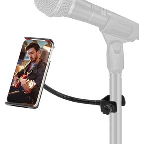 Flexible Phone Holder for Mic Stand, Adjustable Mic Stand Cell Phone Clip with 9" Long Flexible Gooseneck Arm for 4.72"-7.09" Mobile Phones and Tablets in Saudi Arabia