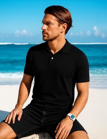 H2H Mens Knit Polo Shirts Short Sleeve Vintage Sweater Polo Summer Casual Shirts in Kuwait