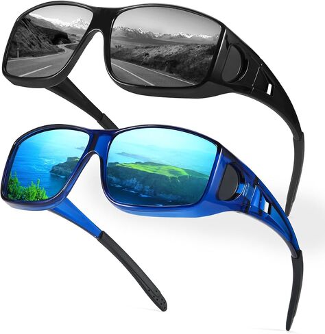 Myiaur مستقطب على النظارات الشمسية للنظارات للرجال النساء ، واللف العصرية حول الحماية من الأشعة فوق البنفسجية للنظارات الشمسية للقيادة (2 عبوة) in Kuwait