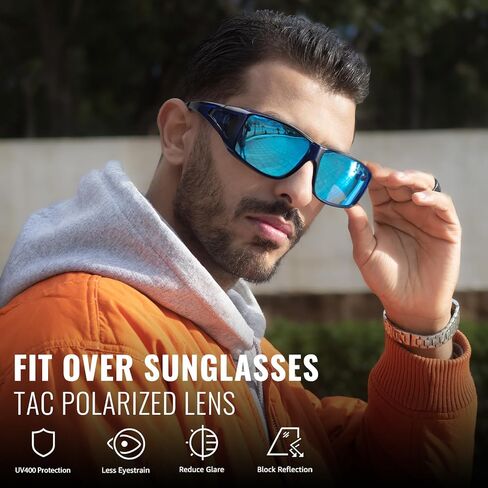 Myiaur مستقطب على النظارات الشمسية للنظارات للرجال النساء ، واللف العصرية حول الحماية من الأشعة فوق البنفسجية للنظارات الشمسية للقيادة (2 عبوة) in Kuwait