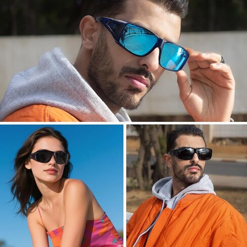 Myiaur مستقطب على النظارات الشمسية للنظارات للرجال النساء ، واللف العصرية حول الحماية من الأشعة فوق البنفسجية للنظارات الشمسية للقيادة (2 عبوة) in Kuwait