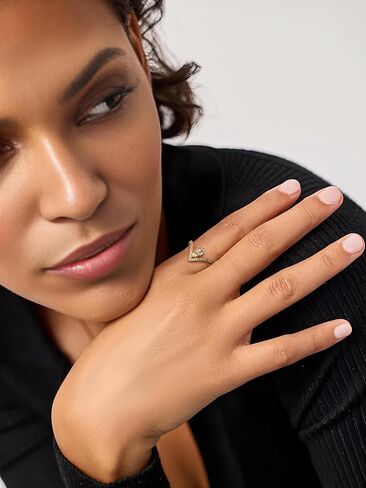 Toi et Moi خاتم الخطوبة المزيف للنساء ، 3CT Zirconia 14k حلقات مطلية بالذهب مع Radiant-Cut على شكل كمثرى ، وعد بالبيان خاتم in Kuwait