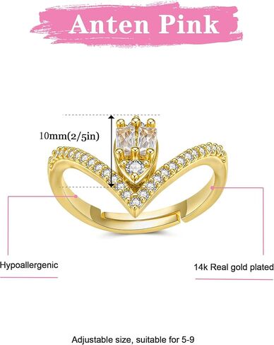 Toi et Moi خاتم الخطوبة المزيف للنساء ، 3CT Zirconia 14k حلقات مطلية بالذهب مع Radiant-Cut على شكل كمثرى ، وعد بالبيان خاتم in Kuwait
