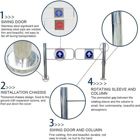 Automatic Swing Gate for Supermarkets & Warehouses, Spring-Loaded Self-Closing Door, 160x97cm (5.24x3.18ft) Pedestrian Passage Gate for Hallways in Saudi Arabia