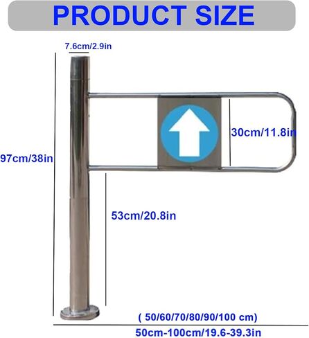 بوابة التأرجح الأمامية المحملة بنابض - باب إغلاق تلقائي من الفولاذ المقاوم للصدأ للسوبر ماركت ، المكتبة ، مدخل المصنع - 80x97cm بوابة السلامة العالمية اليسرى in Kuwait