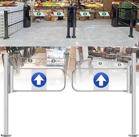 بوابة التأرجح التلقائي للارتداد - باب واحد في اتجاه واحد للسوبر ماركت ، و 90 درجة مئوية مدخل يدوي مفتوح ، ودفع يدوية السلامة ، ومدخل واسع مع نظام ما بعد التثبيت in Kuwait