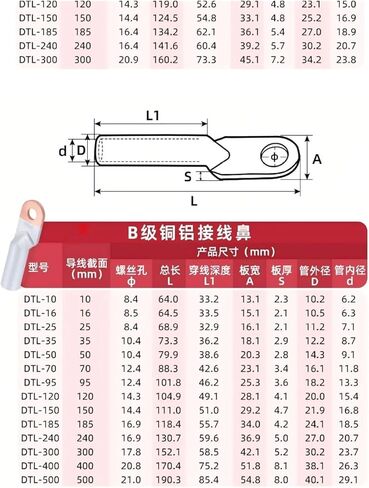 5pcs DTL Copper-aluminum Cable أطراف (DTL-185) in Saudi Arabia