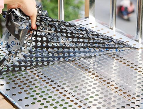 1mm Thick Stainless Steel Perforated Sheet, 5mm Hole Diameter, Anti-Fall Metal Plate with Ties & Gloves, Easy Installation, Size 0.5x1m - Durable & Versatile in Saudi Arabia