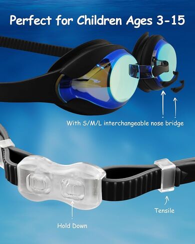 Kids Swim Goggles, Anti-fog and UV Protection with Swim Cap for Age 3-15 Youth Boys Girls Toddler in Kuwait