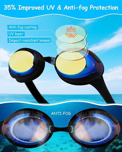 Kids Swim Goggles, Anti-fog and UV Protection with Swim Cap for Age 3-15 Youth Boys Girls Toddler in Kuwait