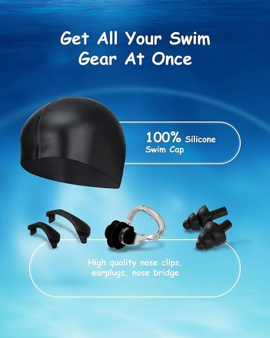 Kids Swim Goggles, Anti-fog and UV Protection with Swim Cap for Age 3-15 Youth Boys Girls Toddler in Kuwait