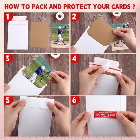 Honoson 201 PCS Card Card Protector Protector 100 PCS 7 × 5.1 بوصة مظاريف بطاقة تداول البريد 100 من الورق المقوى المموج الكثيف ، 1 لا ينحني ملصقًا للبريد الإبلاغ عن لوازم الحامي. in Saudi Arabia