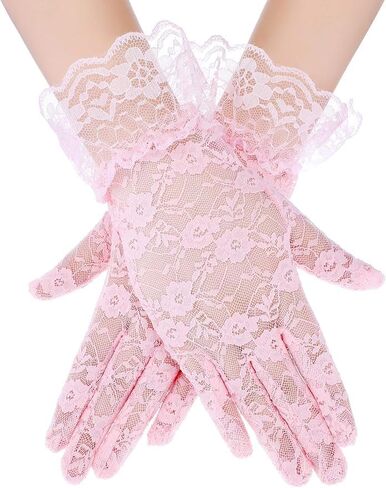 المظلة ذات الدانتيل الأبيض المصغرة مع قفازات زهرية للفتيات الذين تتراوح أعمارهم بين 5-12 من مظلة الزفاف القديمة للفتيات الزهور ، المظلة الدانتيل الزفاف للأطفال لحفل الشاي ودائم الصور in Kuwait