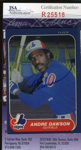 Andre Dawson 1986 Fleer JSA Coa توقيع يدوي معارض موقعة أصيلة - بطاقات موقعة بالبيسبول in Saudi Arabia