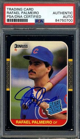 Rafael Palmeiros PSA DNA COA توقيع 1987 Donruss تصنيف الصاعد توقيع - بطاقات موقعة البيسبول in Saudi Arabia