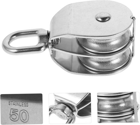 TOYANDONA Heavy Duty Stainless Steel Dual Pulley Block for Use High Load Capacity Rope Pulley Wheel for Efficient Lifting and Traction Harsh Environments Easy Installation in Saudi Arabia