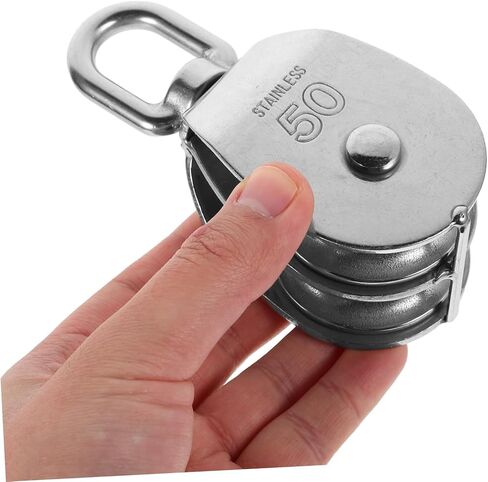 TOYANDONA Heavy Duty Stainless Steel Dual Pulley Block for Use High Load Capacity Rope Pulley Wheel for Efficient Lifting and Traction Harsh Environments Easy Installation in Saudi Arabia