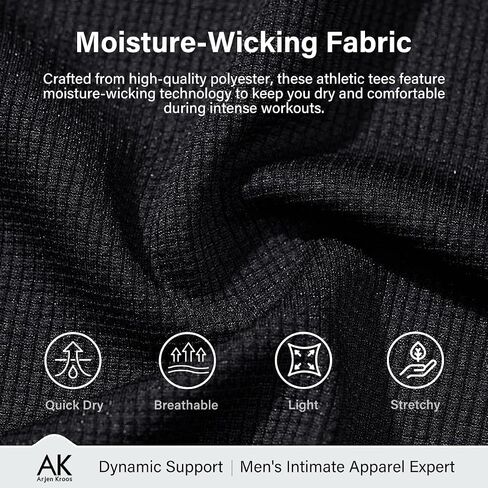 Arjen Kroos Men's Quick Dry Fit Running T-Shirts 4 Pack Activewear Gym Shirts Breathable Workout Undershirts in Saudi Arabia